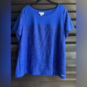 Calvin Klein Women’s Royal Blue Textured Blouse XXL short sleeves